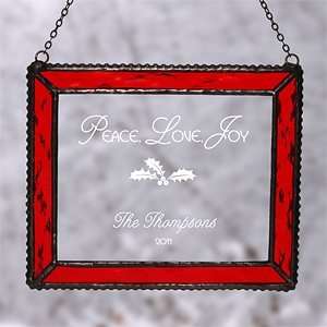  Personalized Glass Christmas Suncatcher   Peace Love Joy 