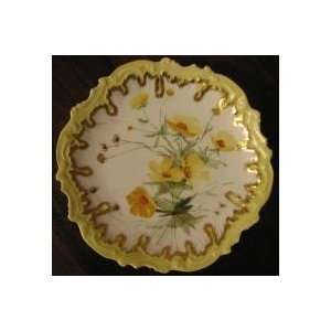   France Hand Painted Decorative Plate Yellow Flowers