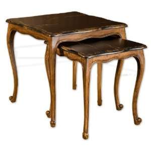 Angelou Set of 2 Hand Carved Nesting Tables 
