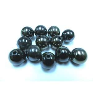  10 Acrylic Round Beads Metallic Black Size 12mm Kitchen 