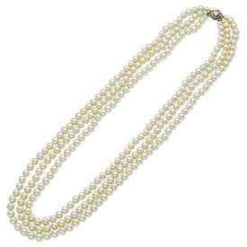 Jacqueline Kennedy 30 Triple Strand Simulated Pearls  