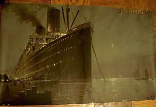ORIGINAL Vintage c1900s SCARCE Travel Ocean Liner SHIP Poster HANS 