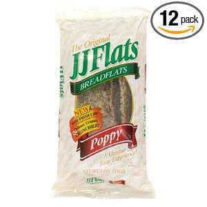JJ Flats Flat Bread, Poppy Seed, 5 Ounce Packages (Pack of 12)  