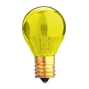   Yellow 10 Watt S11 Light Bulb, 130 Volt Long Life, Intermediate Base