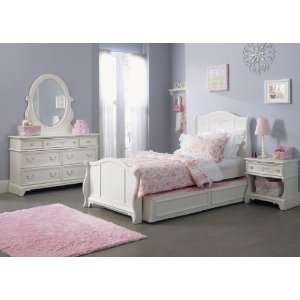 LIBERTY ARIELLE YOUTH FULL SLEIGH BED SET ANTIQUE WHITE PINE SOLIDS 6 