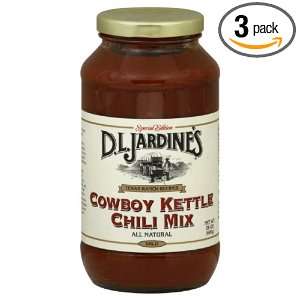 Jardines Chili Mix, Cowboy Kettle, 24 Ounce Glass Jars (Pack of 3 