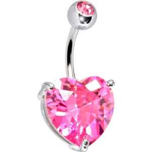 October 14mm Heart Solitaire Birthstone Belly Ring 