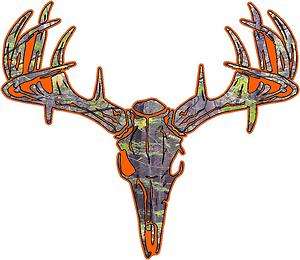  Camo Deer Skull S4 Vinyl Sticker Decal Hunt Whitetail Buck L  