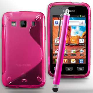 Pink Wave Gel Case For Samsung Galaxy S5690 Xcover & Stylus + Screen 