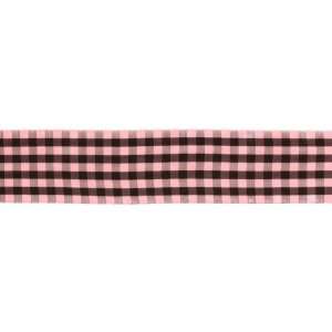  1.5 Gingham Ribbon Pink/Brown Fabric By The Yard Arts 