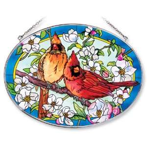  Amia Oval Suncatcher with Orchard Cardinal Design, Hand 