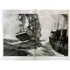  1916 WAR BRITISH DESTROYER SHIP SAILING SEA OLD PRINT 