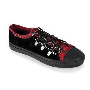  DEMONIA DEVIANT 05 Black Suede Red Plaid Sneakers 