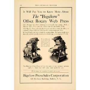  1913 Ad Bigelow Offset Rotary Web Printing Press 