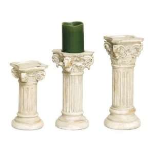 Roman Pillar Candle Holders, Set of 3