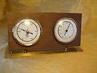   century modern design brass wood desktop barometer thermometer west