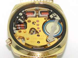 Mens 14kt Gold Bulova Accutron N1 Day Date Diamond Dial Bracelet 2182 