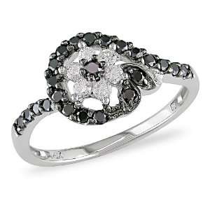   ct.t.w. Black and White Diamond Ring in 10k White Gold, I2 I3 Jewelry