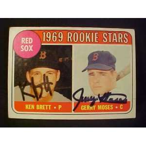 Ken Brett & Gerry Moses Boston Red Sox #476 1969 Topps Autographed 