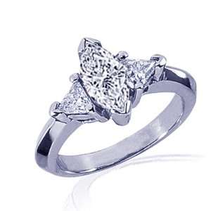  1.60 Ct Marquise Cut 3 Stone Diamond Engagement Ring Prong 