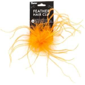  Ostrich Feather Hair Clip 1/Pkg Orange Arts, Crafts 