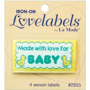  Iron On Lovelabels 4/Pkg Made With Love For Baby   650579 