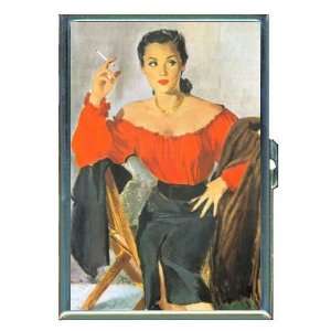 1950s Brunette Pin Up Smokes ID Holder, Cigarette Case or Wallet MADE 