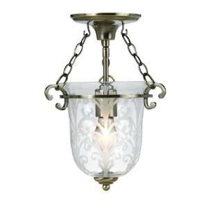   Antique Brass Flush with Etched Clear Glass 5760 AB