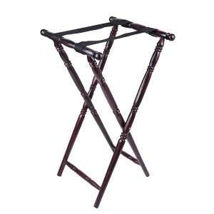   32 Folding Turned Leg Tray Stand Chic Wood Red Brown