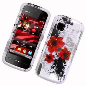  White with Black and Red Lilly Flower Nokia 5230 Nuron 