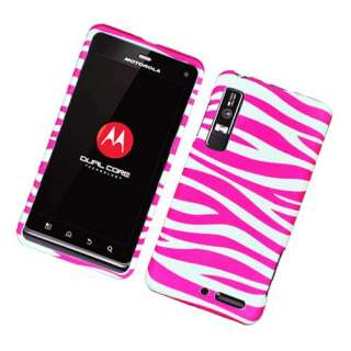 Motorola Droid 3 Pink Zebra Hard Cover Phone Case  