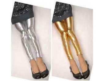 New PVC Faux Leather Punk Gothic Legging Pant LL07 Gold  
