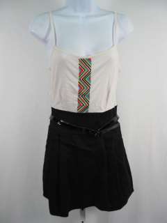 NEW PRIMP Tan Black Sleeveless Belted Mini Dress S  