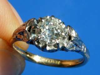 ANTIQUE ART DECO PLATINUM 0.82CT DIAMOND SOLITAIRE RING  