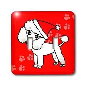  Designs Dogs   Cute White Poodle Red Paw Background with Santa Hat 