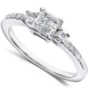  3/8 Carat TW Princess Diamond Engagement Ring in 14k White 
