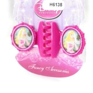    Pair of hair clip Princesses Disney pink fuchsia. Jewelry