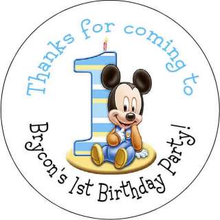Baby Mickey Mouse Personalized favor stickers personalized Birthday 