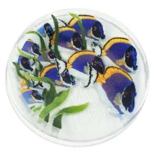  Peggy Karr Tropical Fish 8 Inch Handmade Art Glass Plate 