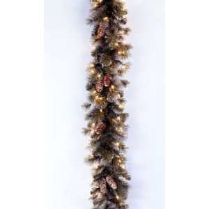 Pre Lit Glitter Pine Christmas Garland with Cones and 