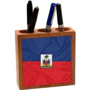  Rikki KnightTM Haiti Flag 5 Inch Tile Maple Finished 