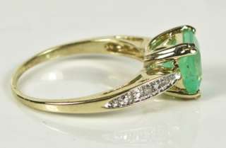 Vintage 10K Yellow Gold 1.69ct Muzo Emerald & Old Cut Diamond Ring Sz 
