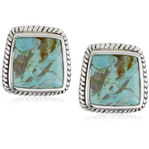  Barse Sterling Silver Boulder Turquoise Clip Earrings 