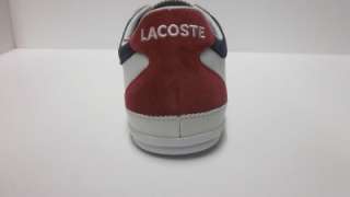 Lacoste Mens Misano 2 White/Blue/Red Lace Up Sneaker  