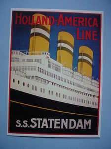 1929 Holland America Steamship Line S.S. Statendam Poster  