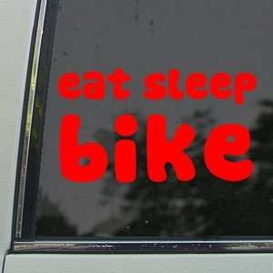  Eat Sleep Mountain Biking Cycling Bike Red Decal Red 