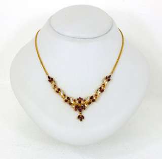EXQUISITE 24K GOLD 6.53 CTS DIAMONDS & RUBIES NECKLACE  
