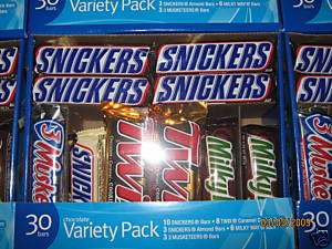 30 ct. Candy Bar Snickers,Twix, Milky Way Bulk Candy  
