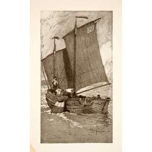  1911 Print George Wharton Edwards Art Flemish Fishing Boat 