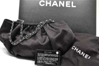 CHANEL Black Satin Evening Bag w/Box Recpt Ribbon Tags Virtually NU 